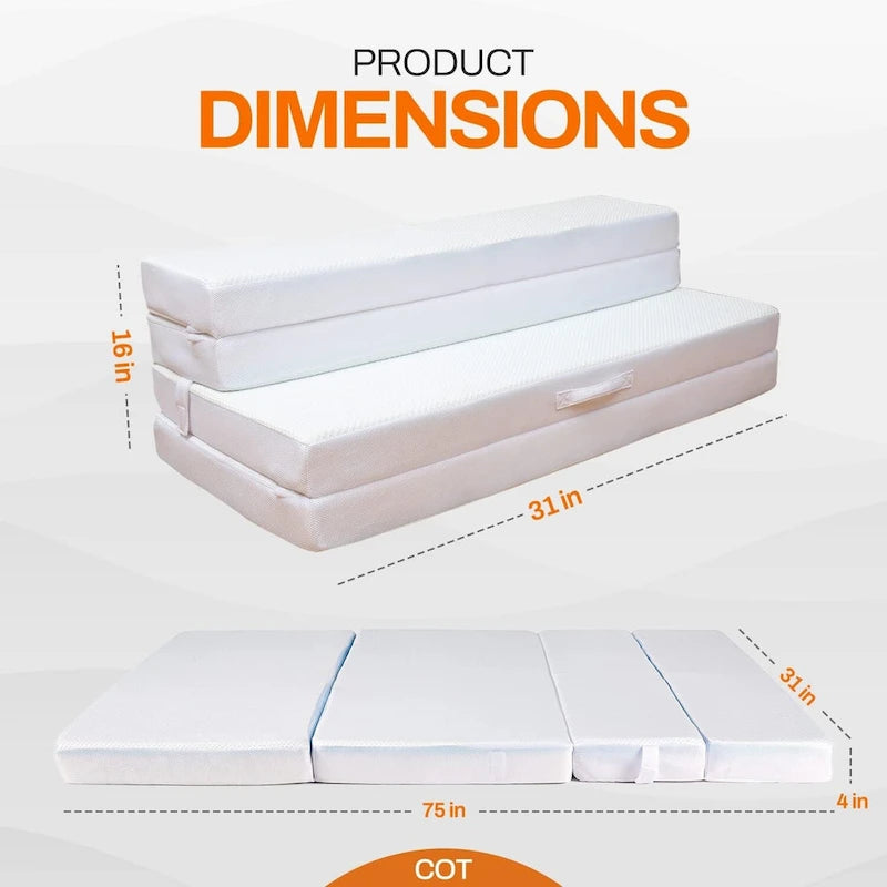 Cheer Collection 4 Folding Sofa Bed with 1 Gel Infused Memory Foam