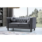 Vivian Classic Velvet Kittleson Nailhead Chesterfield Loveseat