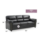 Olney W Flared Arm Faux Leather Straight Sofa in Black