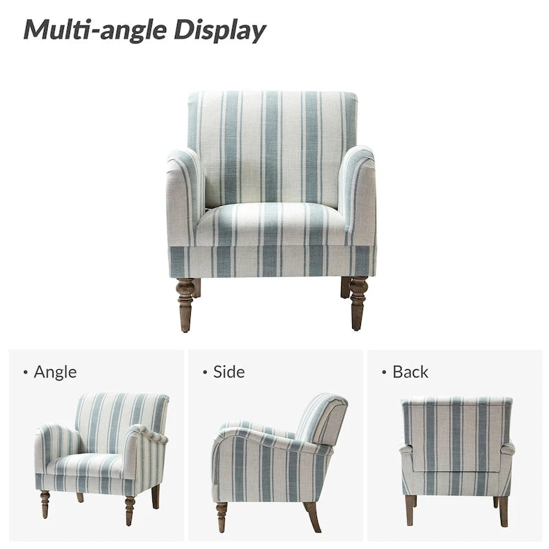 Seip Classic and Contemporary Striped Arm Chair with Spindle Legs by HULALA HOME
