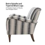 Seip Classic and Contemporary Striped Arm Chair with Spindle Legs by HULALA HOME
