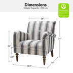 Seip Classic and Contemporary Striped Arm Chair with Spindle Legs by HULALA HOME