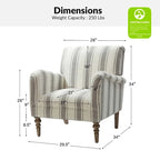 Seip Classic and Contemporary Striped Arm Chair with Spindle Legs by HULALA HOME