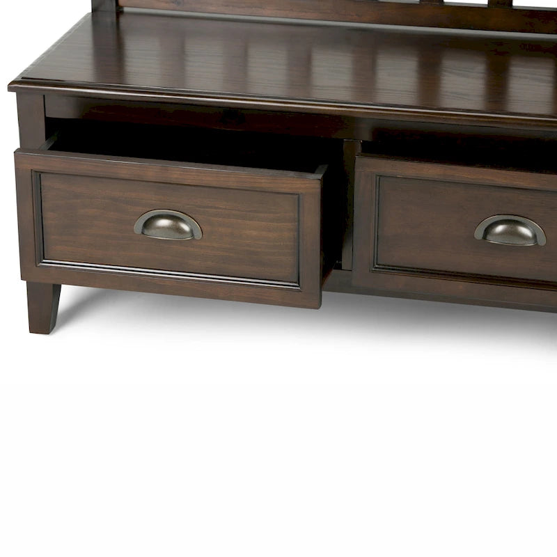 WYNDENHALL Portland SOLID WOOD 42 inch Wide Transitional Entryway Storage Bench with Drawers - 42 Inches wide