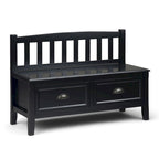 WYNDENHALL Portland SOLID WOOD 42 inch Wide Transitional Entryway Storage Bench with Drawers - 42 Inches wide