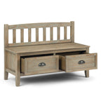 WYNDENHALL Portland SOLID WOOD 42 inch Wide Transitional Entryway Storage Bench with Drawers - 42 Inches wide