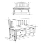 WYNDENHALL Portland SOLID WOOD 42 inch Wide Transitional Entryway Storage Bench with Drawers - 42 Inches wide