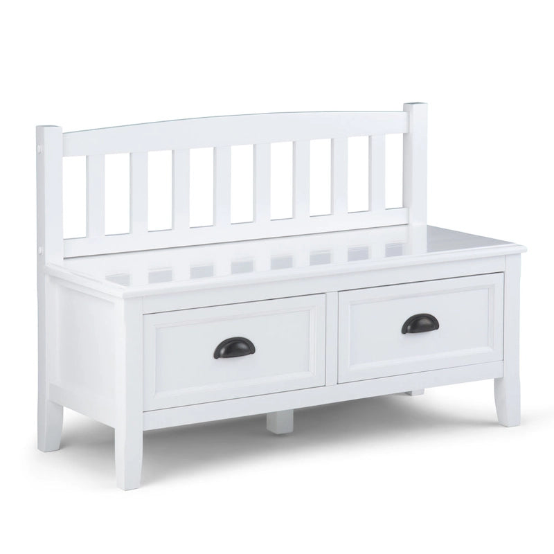 WYNDENHALL Portland SOLID WOOD 42 inch Wide Transitional Entryway Storage Bench with Drawers - 42 Inches wide