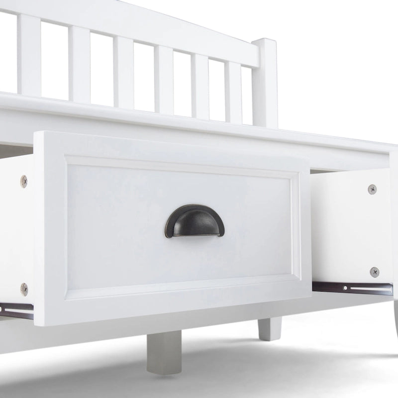 WYNDENHALL Portland SOLID WOOD 42 inch Wide Transitional Entryway Storage Bench with Drawers - 42 Inches wide
