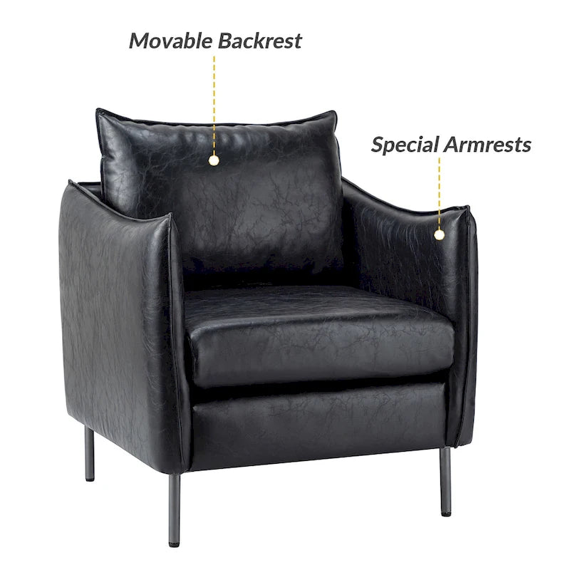 Jaime Modern Vegan Leather Accent Chair with removable Cushion by HULALA HOME