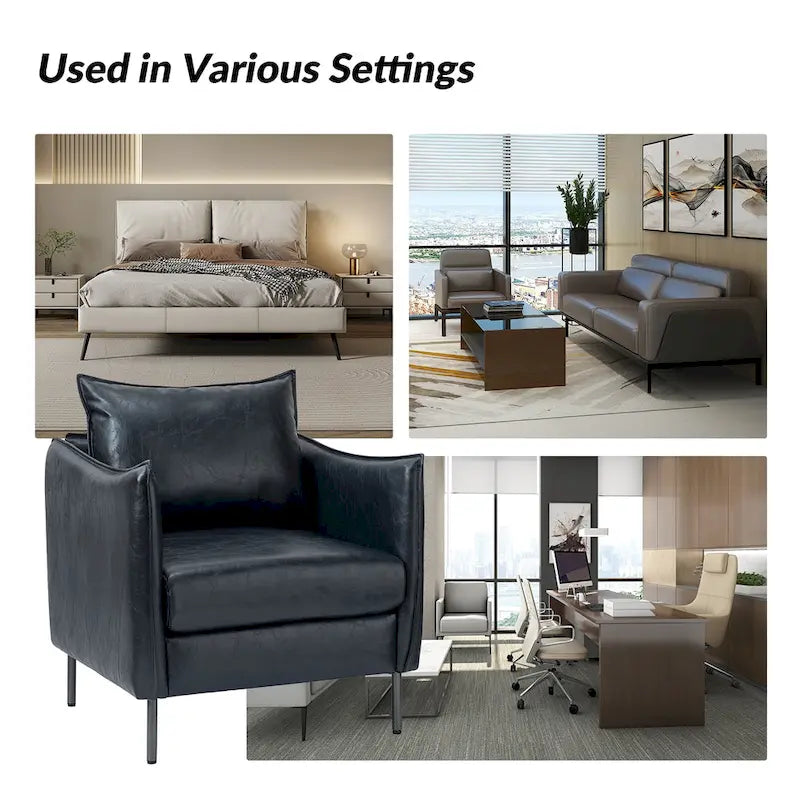 Jaime Modern Vegan Leather Accent Chair with removable Cushion by HULALA HOME
