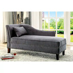 Fabric and Wood Chaise in Beige Finish