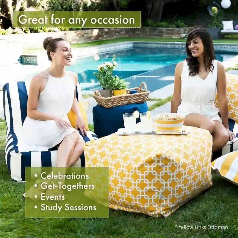 Indoor Charlie Cotton Ottoman Pouf 27 in L x 27 in W x 17 in H