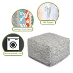 Indoor Charlie Cotton Ottoman Pouf 27 in L x 27 in W x 17 in H