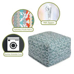 Indoor Charlie Cotton Ottoman Pouf 27 in L x 27 in W x 17 in H