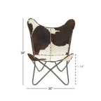 White, Gray, Brown, Light Brown or Brown Beige Leather Handmade Butterfly Chair with Black Stand