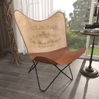 White, Gray, Brown, Light Brown or Brown Beige Leather Handmade Butterfly Chair with Black Stand
