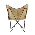 White, Gray, Brown, Light Brown or Brown Beige Leather Handmade Butterfly Chair with Black Stand