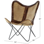 White, Gray, Brown, Light Brown or Brown Beige Leather Handmade Butterfly Chair with Black Stand
