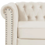 Morden Fort Classic Tufted Velvet Upholstered Chesterfield Club Loveseat and Sofa 2Pieces with Nailhead for Living Room