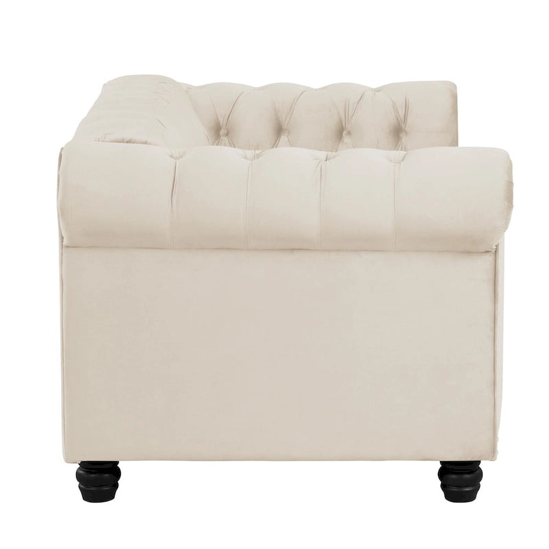 Morden Fort Classic Tufted Velvet Upholstered Chesterfield Club Loveseat and Sofa 2Pieces with Nailhead for Living Room