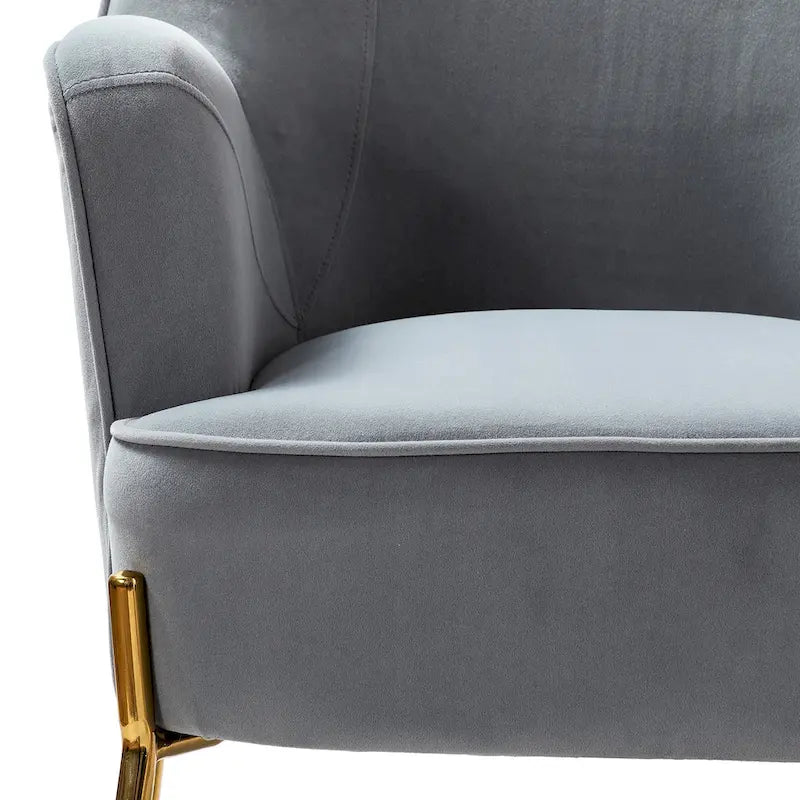 Marina Modern Velvet Accent Chair with Golden Legs Set of 2 by HULALA HOME