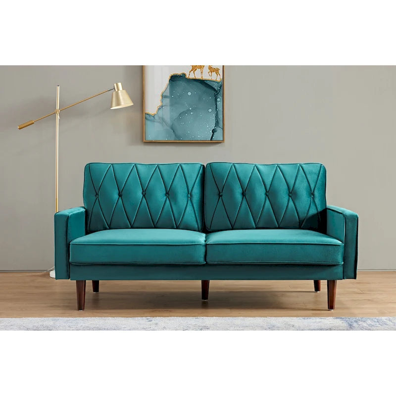 Feemster 69.3 Wide Velvet Tufted Cushion Back Sofa