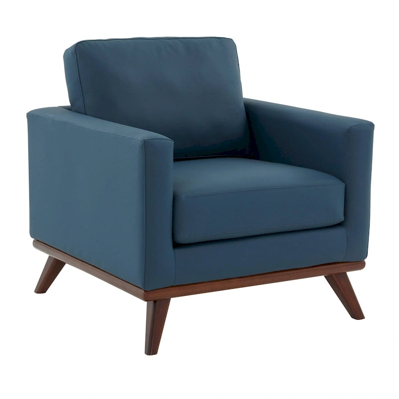 Chester Mid-Century Modern One-Seater Sofa Leather Accent Arm Chair for Living Room Bedroom Lounge - 33.46