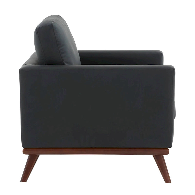 Chester Mid-Century Modern One-Seater Sofa Leather Accent Arm Chair for Living Room Bedroom Lounge - 33.46