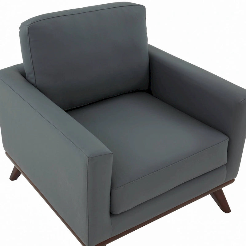 Chester Mid-Century Modern One-Seater Sofa Leather Accent Arm Chair for Living Room Bedroom Lounge - 33.46