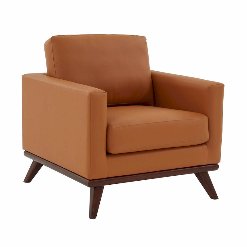 Chester Mid-Century Modern One-Seater Sofa Leather Accent Arm Chair for Living Room Bedroom Lounge - 33.46