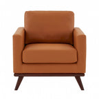 Chester Mid-Century Modern One-Seater Sofa Leather Accent Arm Chair for Living Room Bedroom Lounge - 33.46