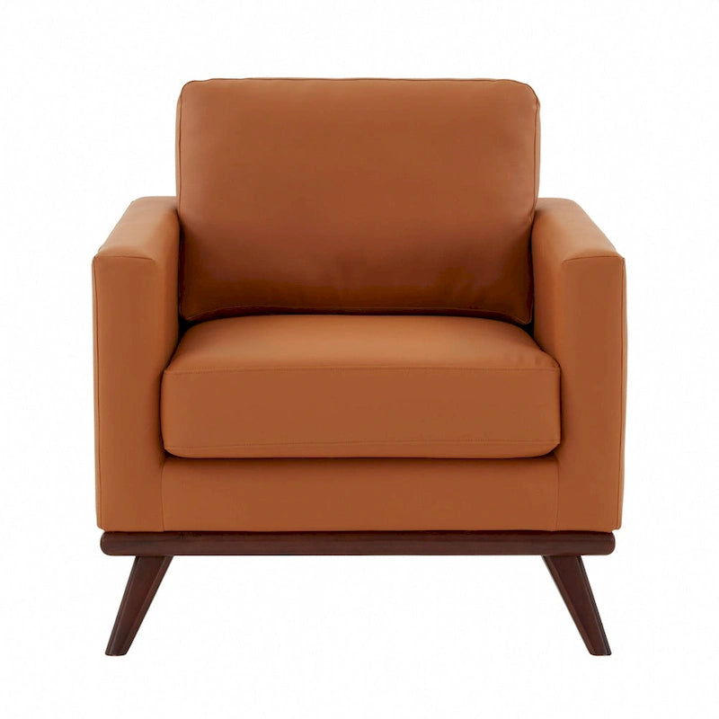Chester Mid-Century Modern One-Seater Sofa Leather Accent Arm Chair for Living Room Bedroom Lounge - 33.46