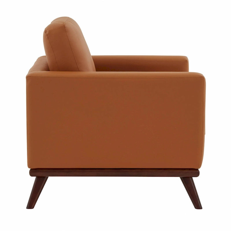Chester Mid-Century Modern One-Seater Sofa Leather Accent Arm Chair for Living Room Bedroom Lounge - 33.46