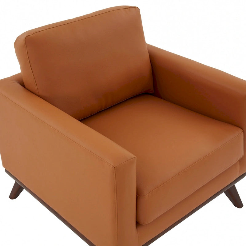Chester Mid-Century Modern One-Seater Sofa Leather Accent Arm Chair for Living Room Bedroom Lounge - 33.46