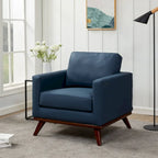Chester Mid-Century Modern One-Seater Sofa Leather Accent Arm Chair for Living Room Bedroom Lounge - 33.46