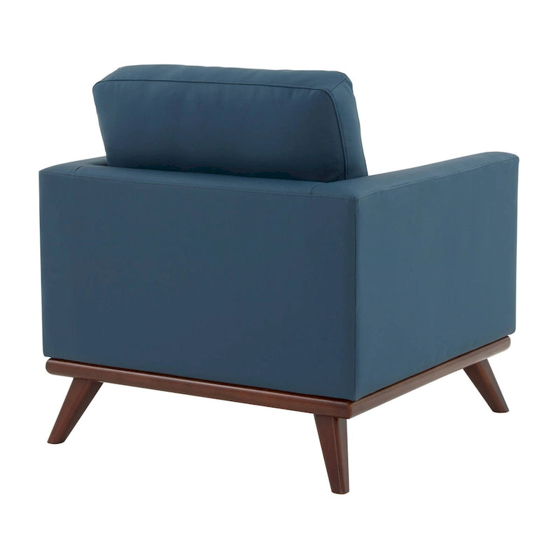 Chester Mid-Century Modern One-Seater Sofa Leather Accent Arm Chair for Living Room Bedroom Lounge - 33.46