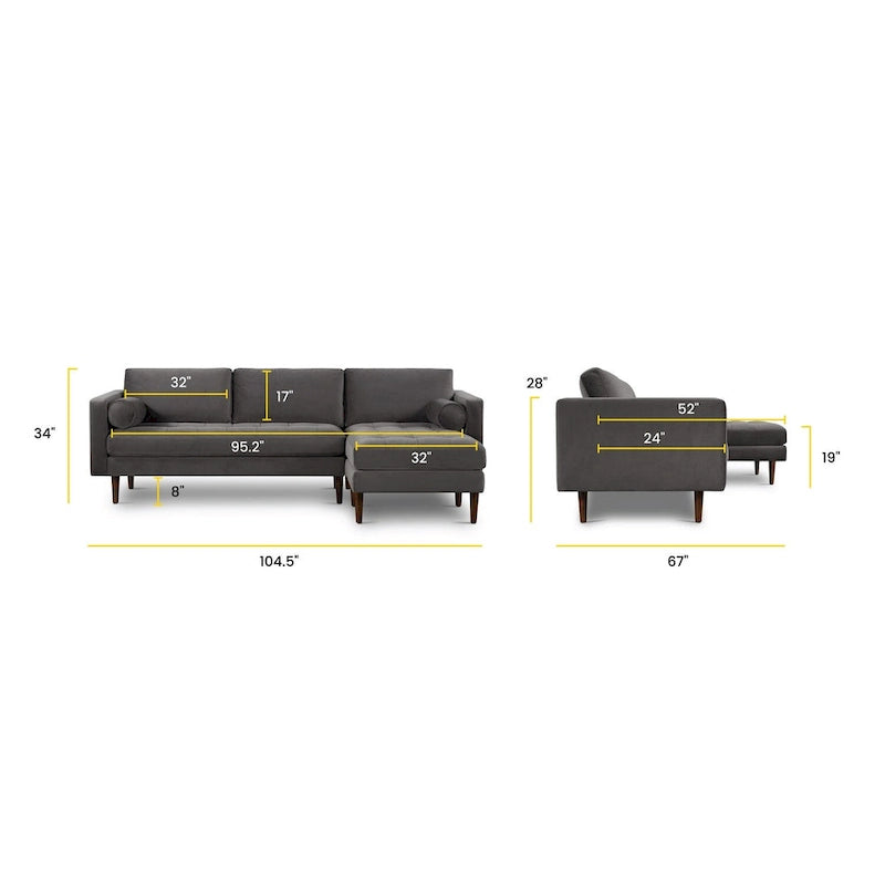 Poly & Bark Napa 104.5 Fabric Right Sectional Sofa