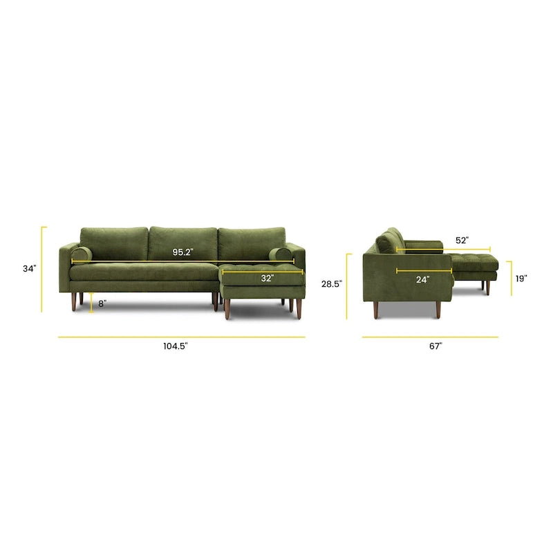 Poly & Bark Napa 104.5 Fabric Right Sectional Sofa