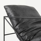Leonidas Black Faux Leather w/Black Metal Frame Accent Chair