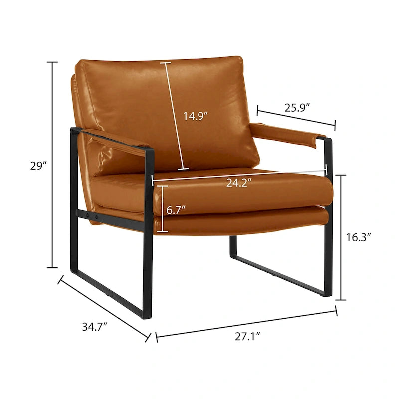 Art Leon Modern Faux Leather Accent Chairs Set of 2