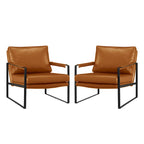 Art Leon Modern Faux Leather Accent Chairs Set of 2