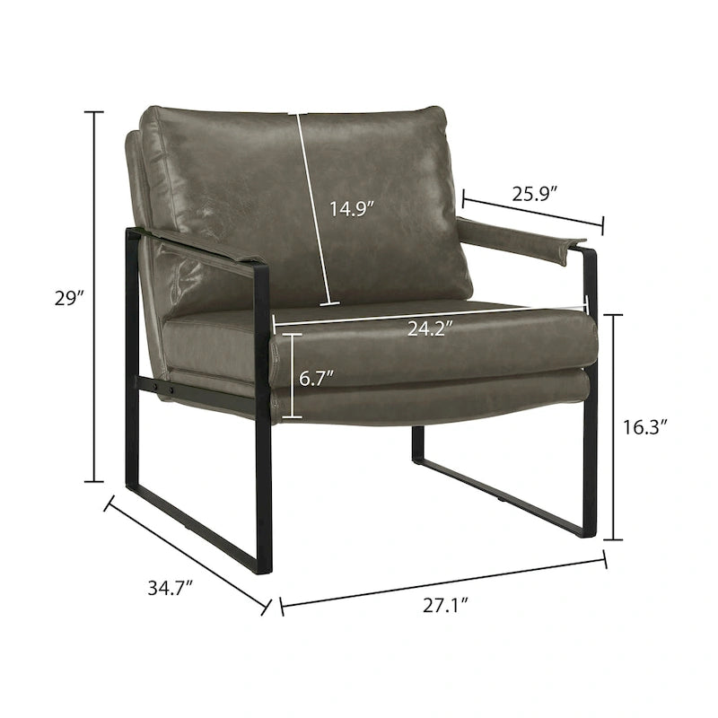 Art Leon Modern Faux Leather Accent Chairs Set of 2