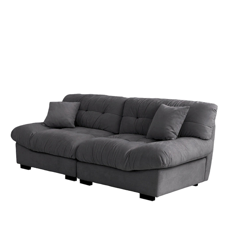 89 Modern Section Sofa with Arms Velvet Fabric Sofa For Living Room