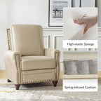 Cigar Mid-century Modern Genuine Leather Recliner with Nailhead Trim Set of 2 by HULALA HOME