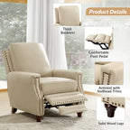 Cigar Mid-century Modern Genuine Leather Recliner with Nailhead Trim Set of 2 by HULALA HOME