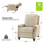 Cigar Mid-century Modern Genuine Leather Recliner with Nailhead Trim Set of 2 by HULALA HOME