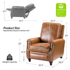 Cigar Mid-century Modern Genuine Leather Recliner with Nailhead Trim Set of 2 by HULALA HOME