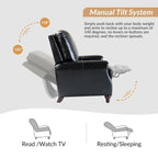 Cigar Mid-century Modern Genuine Leather Recliner with Nailhead Trim Set of 2 by HULALA HOME