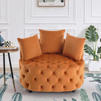 Velvet Modern Leisure Big Classical Barrel Chair with 2 Pillows